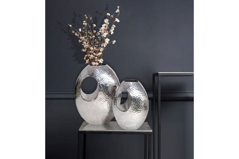 Vas Wohnling Set om 2 Aluminium Hamrad look, modern loftstil Silver - Silver - Inredning - Vas