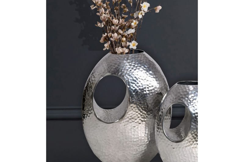 Vas Wohnling Set om 2 Aluminium Hamrad look, modern loftstil Silver - Silver - Inredning - Vas
