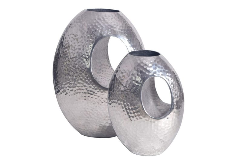 Vas Wohnling Set om 2 Aluminium Hamrad look, modern loftstil Silver, Silver