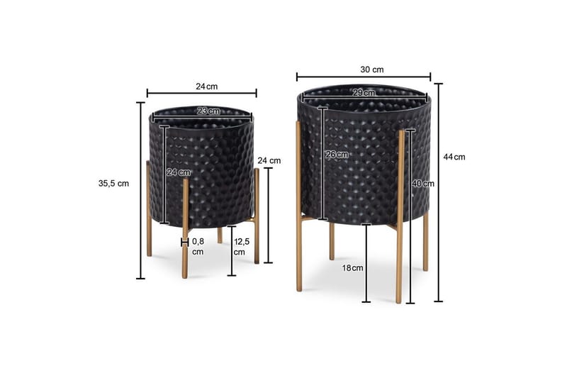 Vas Wohnling Set om 2 Aluminium Blomväxtkruka 3D-Cirkelyta Modern - Inredning - Kruka & ytterkruka