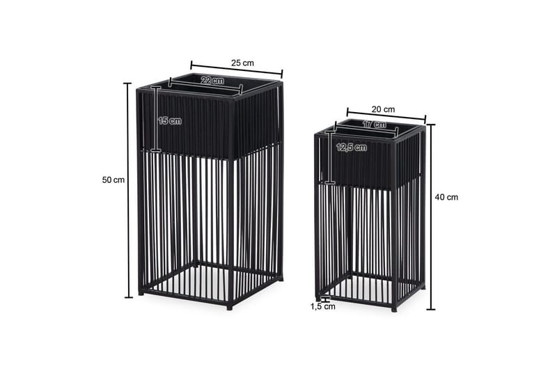 Vas Wohnling Set om 2 metall blomma växtkruka filigran gallerlook modern - Inredning - Kruka & ytterkruka