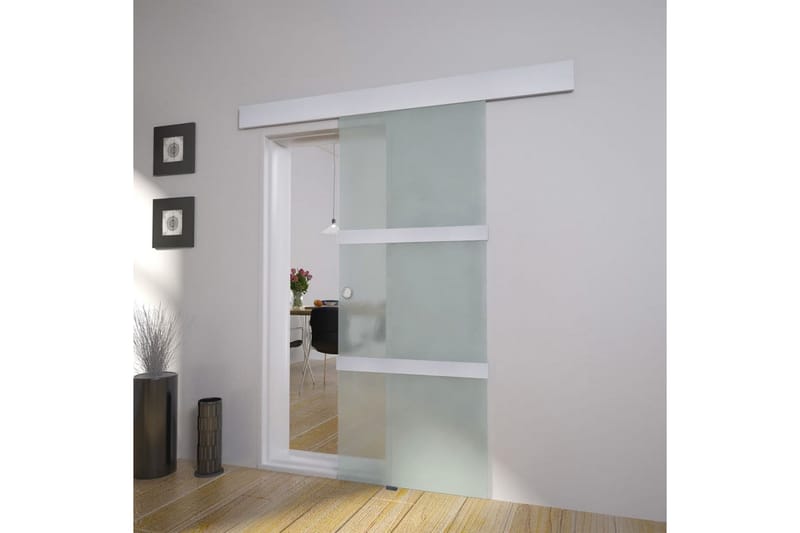 Skjutdörr glas och aluminium 178 cm silver - Silver - Hus & renovering - Bygg - Dörrar & Portar - Dörrbeslag & dörrtillbehör