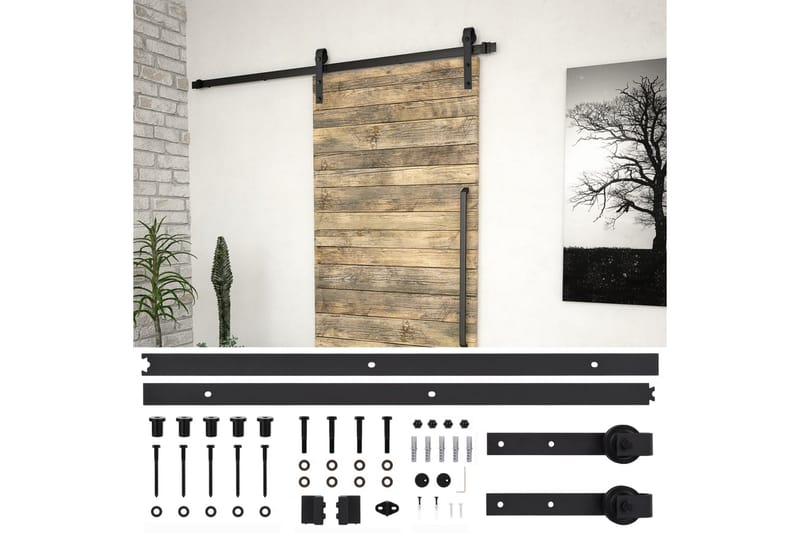 Skjutdörrsbeslag 183 cm stål svart - Svart - Hus & renovering - Bygg - Dörrar & Portar - Dörrbeslag & dörrtillbehör