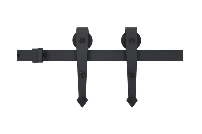 Skjutdörrsbeslag 183 cm stål svart - Svart - Skjutdörrsbeslag