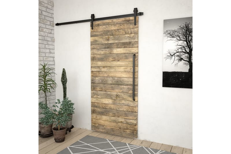 Skjutdörrsbeslag 183 cm stål svart - Svart - Hus & renovering - Bygg - Dörrar & Portar - Dörrbeslag & dörrtillbehör