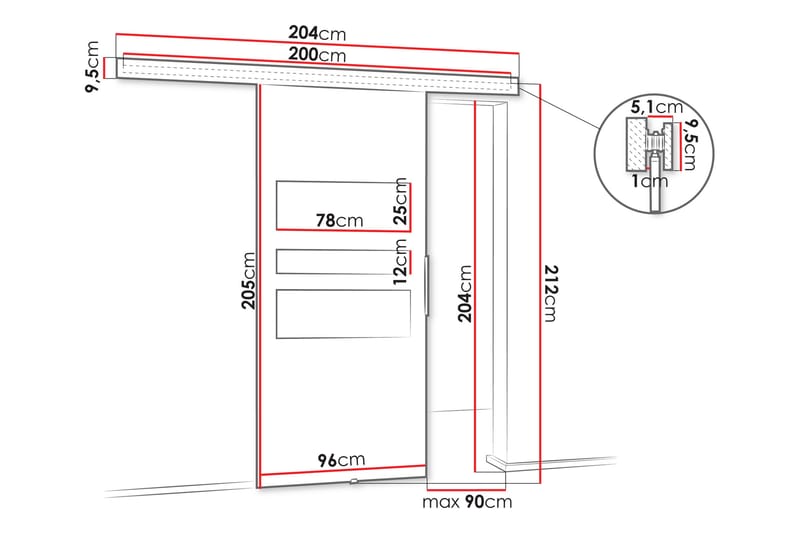 Doncaster Skjutdörr - Beige/Svart - Hus & renovering - Bygg - Dörrar & Portar - Skjutdörrar