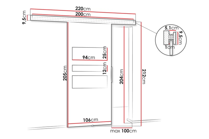 Doncaster Skjutdörr - Brun/Svart - Hus & renovering - Bygg - Dörrar & Portar - Skjutdörrar