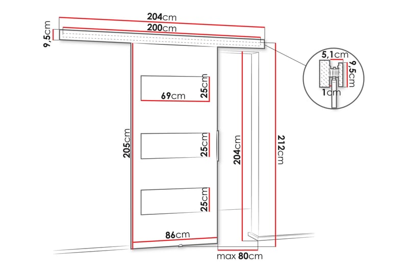 Doncaster Skjutdörr - Vit/Grå/Svart - Hus & renovering - Bygg - Dörrar & Portar - Skjutdörrar