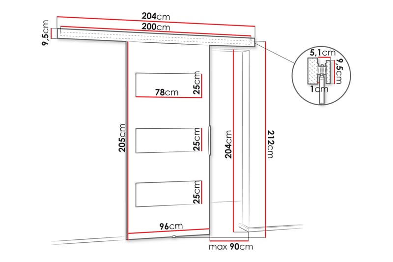 Doncaster Skjutdörr - Vit/Svart - Hus & renovering - Bygg - Dörrar & Portar - Skjutdörrar