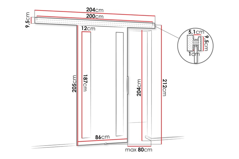 Doncaster Skjutdörr - Vit/Svart - Hus & renovering - Bygg - Dörrar & Portar - Skjutdörrar