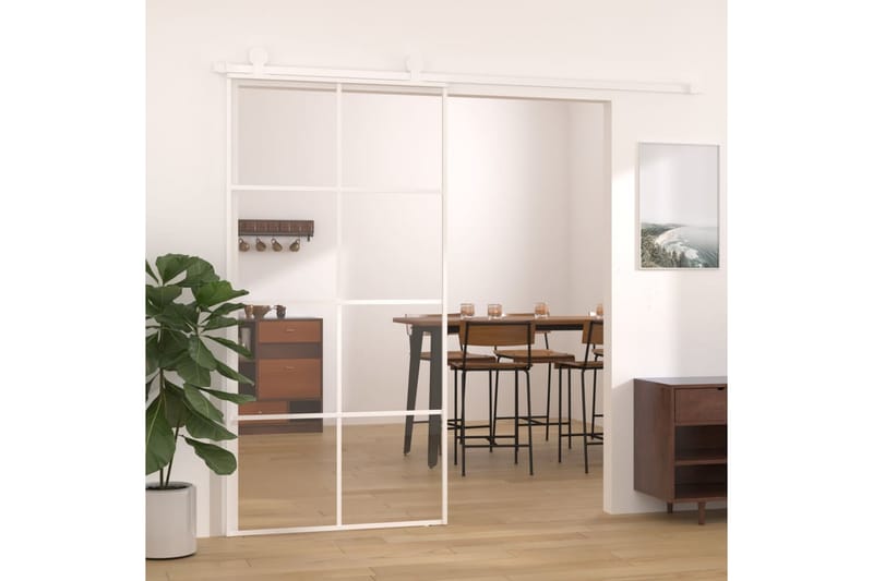 Skjutdörr ESG-glas och aluminium 102,5x205 cm vit - Vit - Skjutdörr innerdörr - Glasdörrar