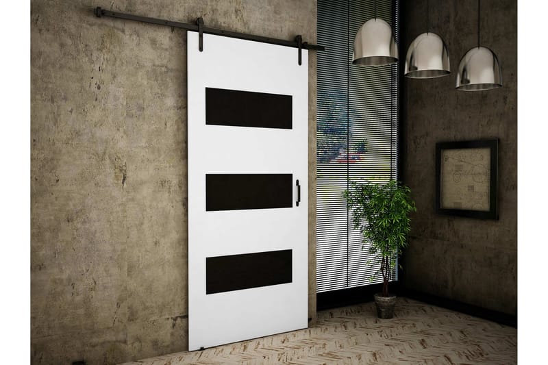 Retro Skjutdörr - Beige/Svart - Hus & renovering - Bygg - Dörrar & Portar - Skjutdörrar