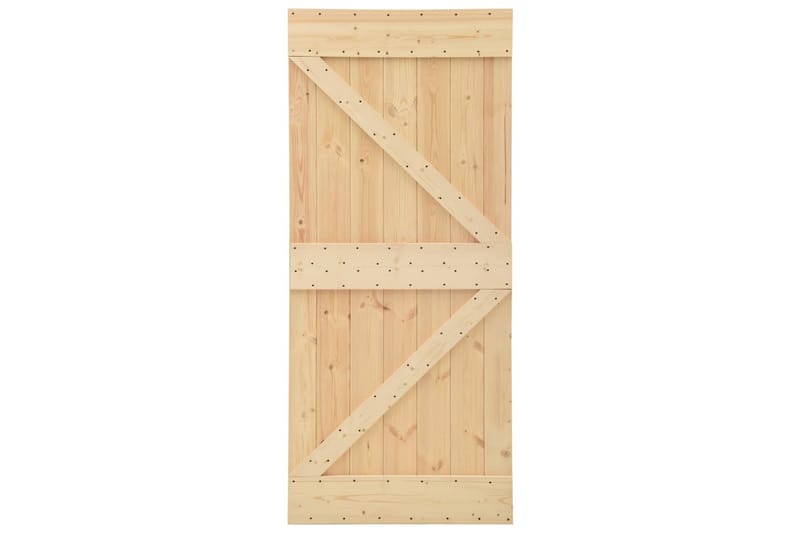 Skjutdörr med beslag 90x210 cm massiv furu - Brun - Hus & renovering - Bygg - Dörrar & Portar - Skjutdörrar