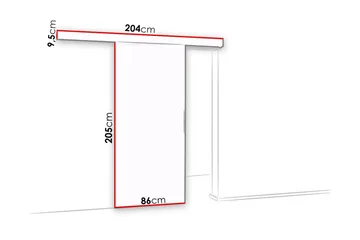 Alata Dörr 204x86x205 cm - Vit/Spegel - Hus & renovering - Bygg - Dörrar & Portar - Skjutdörrar - Skjutdörr innerdörr