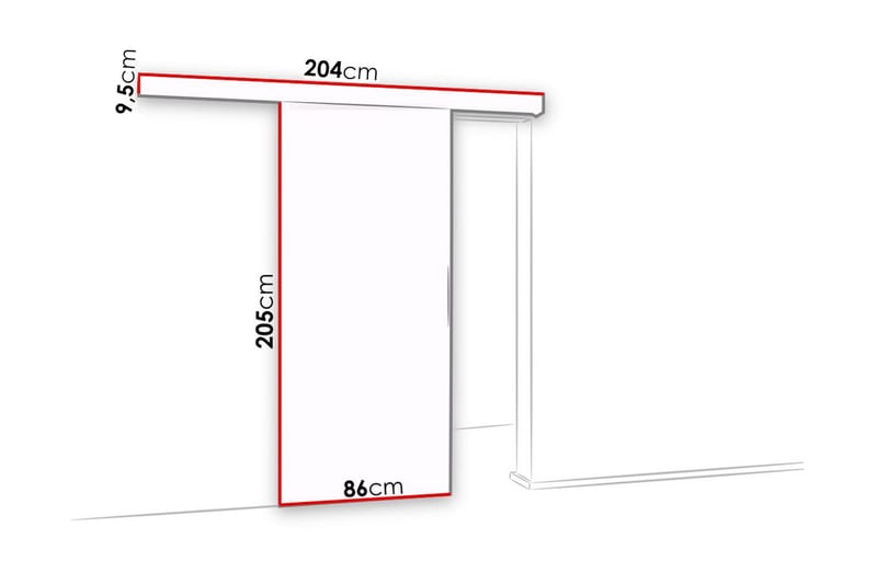 Alata Dörr 204x86x205 cm - Vit/Spegel - Hus & renovering - Bygg - Dörrar & Portar - Skjutdörrar - Skjutdörr innerdörr