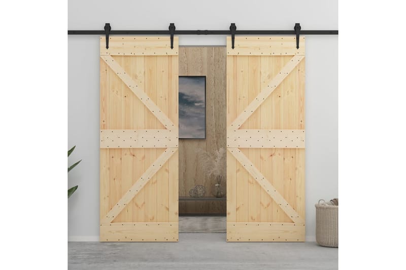 Dörr 80x210 cm massiv furu - Brun - Hus & renovering - Bygg - Dörrar & Portar - Skjutdörrar