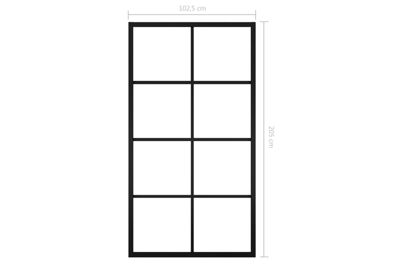 Skjutdörr aluminium med ESG-glas 102,5x205 cm svart - Svart - Skjutdörr innerdörr