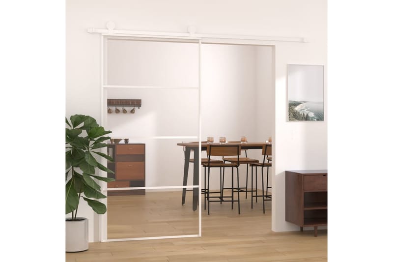 Skjutdörr ESG-glas och aluminium 102,5x205 cm vit - Vit - Skjutdörr innerdörr - Glasdörrar