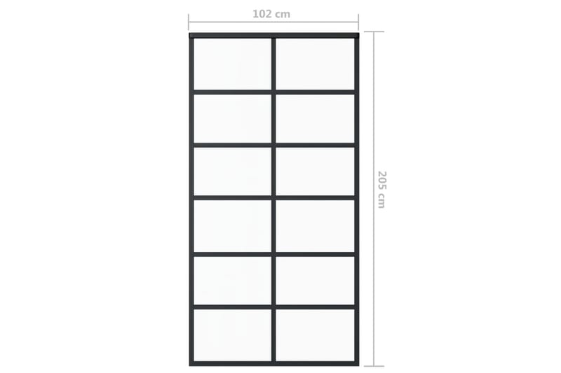 Skjutdörr ESG-glas och aluminium 102x205 cm svart - Svart - Hus & renovering - Bygg - Dörrar & Portar - Skjutdörrar