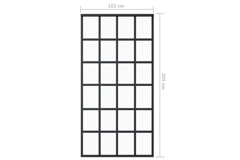 Skjutdörr ESG-glas och aluminium 102x205 cm svart - Svart - Hus & renovering - Bygg - Dörrar & Portar - Skjutdörrar
