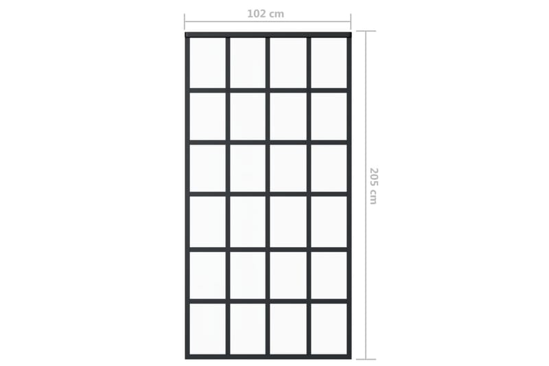 Skjutdörr ESG-glas och aluminium 102x205 cm svart - Svart - Skjutdörr innerdörr - Glasdörrar