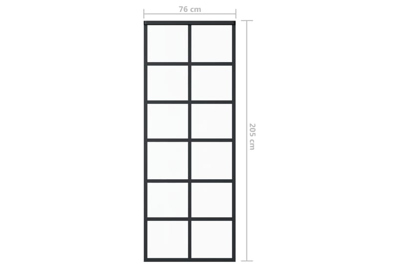 Skjutdörr ESG-glas och aluminium 76x205 cm svart - Svart - Hus & renovering - Bygg - Dörrar & Portar - Skjutdörrar