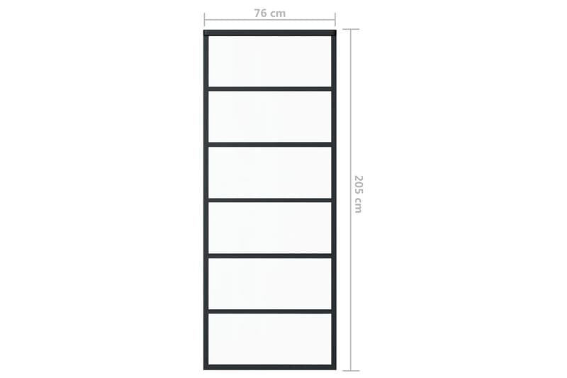 Skjutdörr ESG-glas och aluminium 76x205 cm svart - Svart - Skjutdörr innerdörr - Glasdörrar