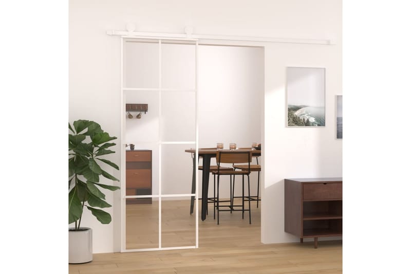 Skjutdörr ESG-glas och aluminium 76x205 cm vit - Vit - Hus & renovering - Bygg - Dörrar & Portar - Skjutdörrar
