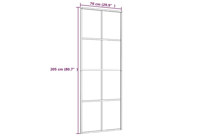Skjutdörr ESG-glas och aluminium 76x205 cm vit - Vit - Hus & renovering - Bygg - Dörrar & Portar - Skjutdörrar
