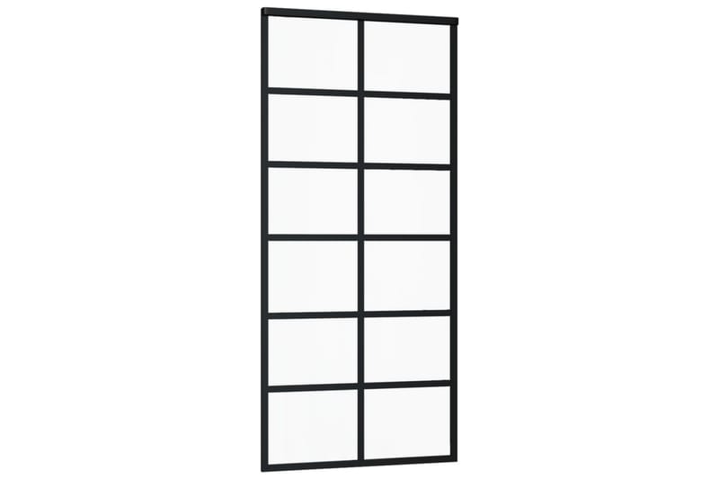 Skjutdörr ESG-glas och aluminium 90x205 cm svart - Svart - Hus & renovering - Bygg - Dörrar & Portar - Skjutdörrar