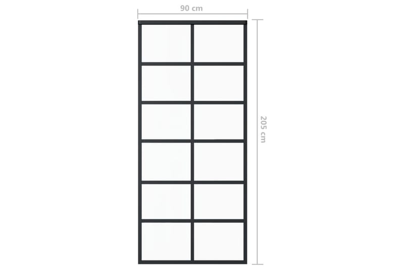 Skjutdörr ESG-glas och aluminium 90x205 cm svart - Svart - Hus & renovering - Bygg - Dörrar & Portar - Skjutdörrar