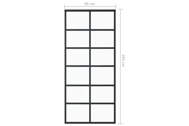 Skjutdörr ESG-glas och aluminium 90x205 cm svart - Svart - Skjutdörr innerdörr - Glasdörrar