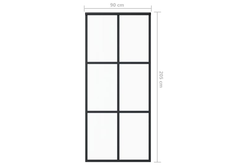 Skjutdörr ESG-glas och aluminium 90x205 cm svart - Svart - Hus & renovering - Bygg - Dörrar & Portar - Skjutdörrar