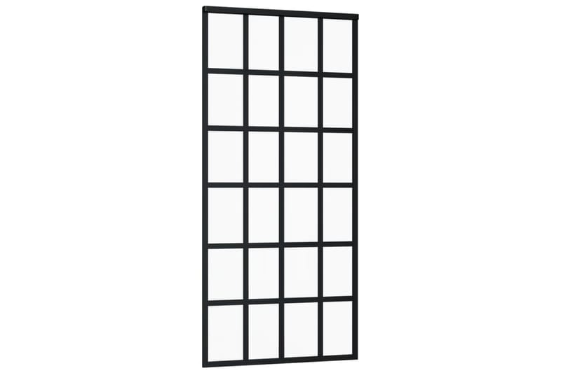 Skjutdörr ESG-glas och aluminium 90x205 cm svart - Svart - Hus & renovering - Bygg - Dörrar & Portar - Skjutdörrar