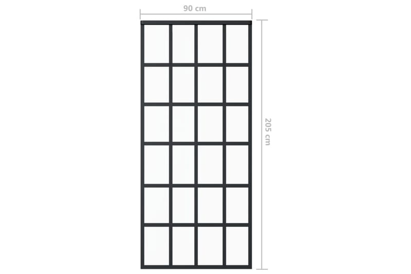Skjutdörr ESG-glas och aluminium 90x205 cm svart - Svart - Hus & renovering - Bygg - Dörrar & Portar - Skjutdörrar