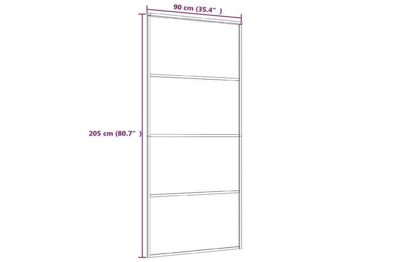 Skjutdörr ESG-glas och aluminium 90x205 cm vit - Vit - Hus & renovering - Bygg - Dörrar & Portar - Skjutdörrar
