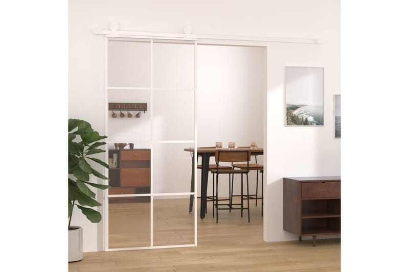 Skjutdörr ESG-glas och aluminium 90x205 cm vit - Vit - Hus & renovering - Bygg - Dörrar & Portar - Skjutdörrar