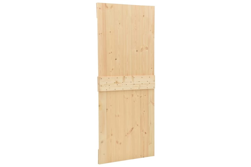 Skjutdörr med beslag 90x210 cm massiv furu - Brun - Hus & renovering - Bygg - Dörrar & Portar - Skjutdörrar