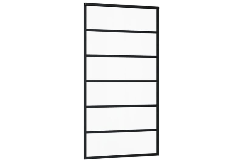 Skjutdörr med beslagset ESG glas och aluminium 102x205 cm - Svart - Hus & renovering - Bygg - Dörrar & Portar - Skjutdörrar