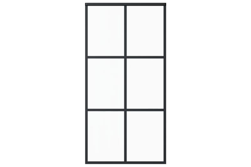 Skjutdörr med beslagset ESG glas och aluminium 102x205 cm - Svart - Hus & renovering - Bygg - Dörrar & Portar - Skjutdörrar