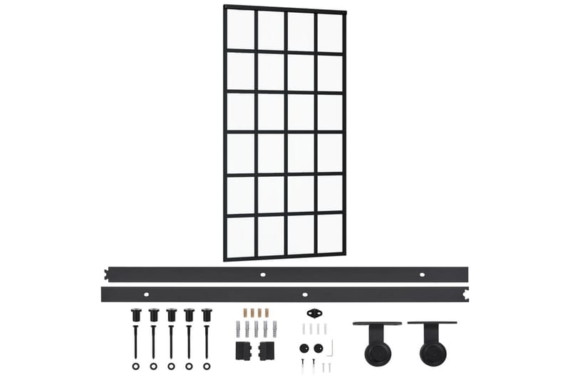 Skjutdörr med beslagset ESG glas och aluminium 102x205 cm - Svart - Hus & renovering - Bygg - Dörrar & Portar - Skjutdörrar