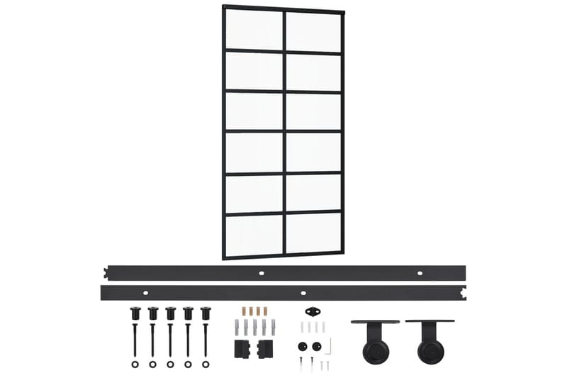 Skjutdörr med beslagset ESG glas och aluminium 102x205 cm - Svart - Hus & renovering - Bygg - Dörrar & Portar - Skjutdörrar