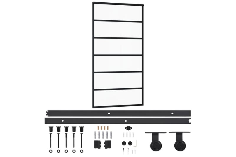 Skjutdörr med beslagset ESG glas och aluminium 102x205 cm - Svart - Hus & renovering - Bygg - Dörrar & Portar - Skjutdörrar