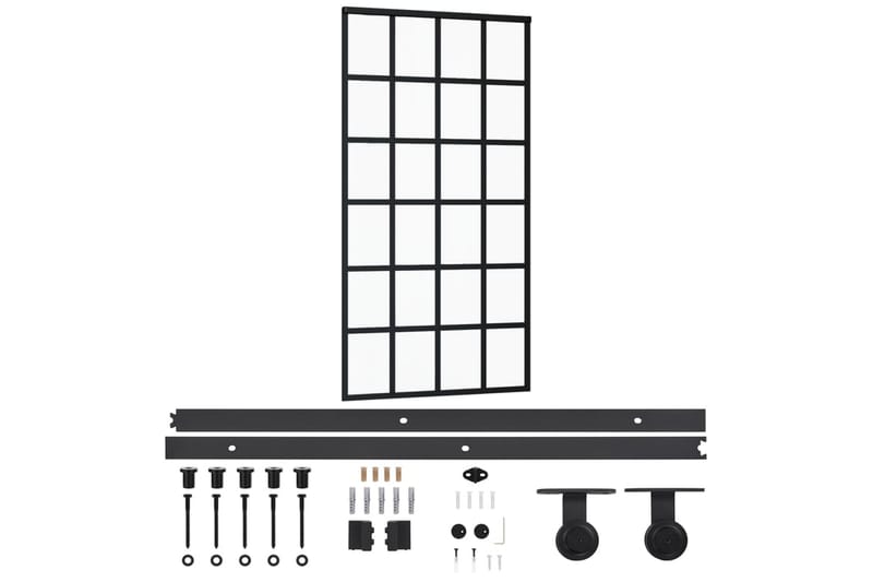 Skjutdörr med beslagset ESG glas och aluminium 102x205 cm - Svart - Hus & renovering - Bygg - Dörrar & Portar - Skjutdörrar