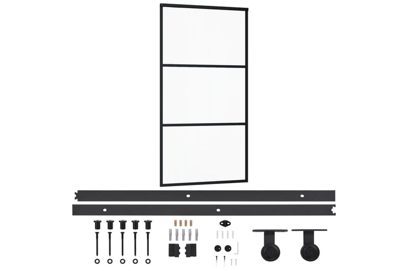 Skjutdörr med beslagset ESG glas och aluminium 102x205 cm - Svart - Hus & renovering - Bygg - Dörrar & Portar - Skjutdörrar