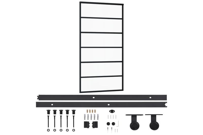 Skjutdörr med beslagset ESG glas och aluminium 102x205 cm - Svart - Hus & renovering - Bygg - Dörrar & Portar - Skjutdörrar