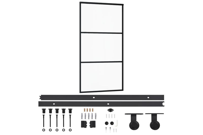 Skjutdörr med beslagset ESG glas och aluminium 102x205 cm - Svart - Hus & renovering - Bygg - Dörrar & Portar - Skjutdörrar