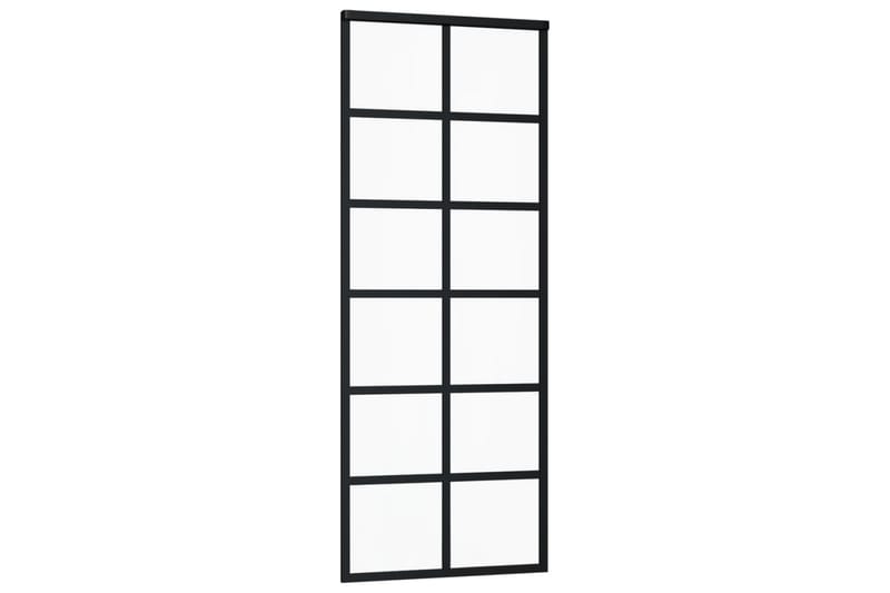 Skjutdörr med beslagset ESG glas och aluminium 76x205 cm - Svart - Hus & renovering - Bygg - Dörrar & Portar - Skjutdörrar