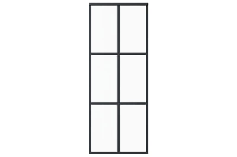 Skjutdörr med beslagset ESG glas och aluminium 76x205 cm - Svart - Hus & renovering - Bygg - Dörrar & Portar - Skjutdörrar