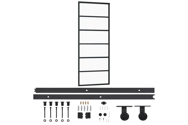 Skjutdörr med beslagset ESG glas och aluminium 76x205 cm - Svart - Hus & renovering - Bygg - Dörrar & Portar - Skjutdörrar
